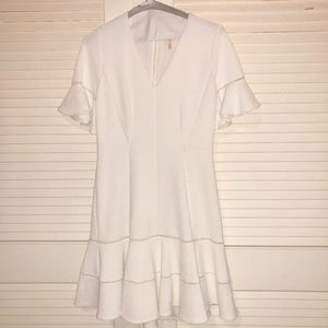 Short Sleeve Textured V-Neck Dress